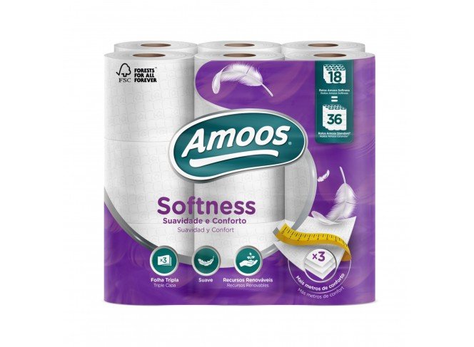 Papel Higiénico Doméstico Amoos 18 = 36 rolos